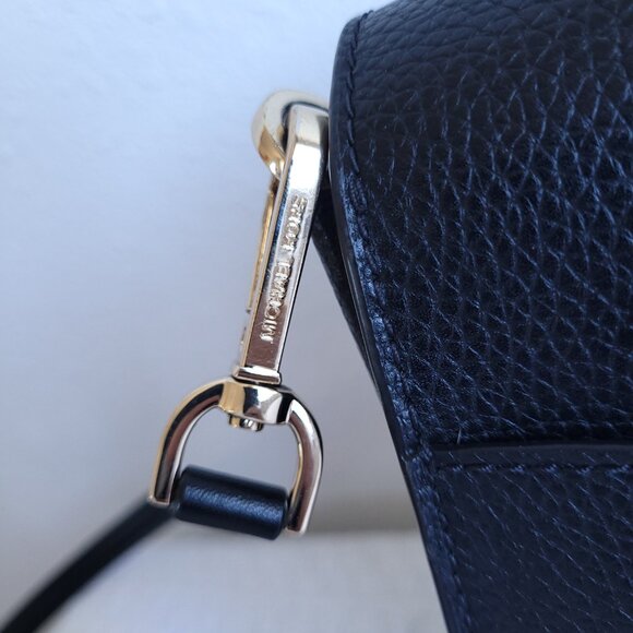 Michael Kors "Emilia" small saddle Leather Crossbody Bag in Black - Picture 7 of 9